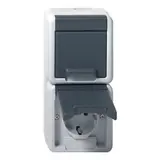 GIRA 478030 SCHUKO-Steckdose WG AP 2-fach, senkrecht, Klappdeckel, o. Krallen | grau