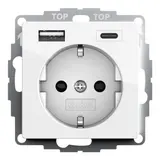 GIRA 245903 SCHUKO-Steckdose System 55 USB-A/C, Berührungsschutz | reinweiß glänzend