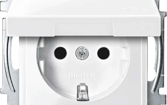 MERTEN MEG2310-0319 SCHUKO-Steckdose System M Berührungsschutz, Klappdeckel | polarweiß glänzend