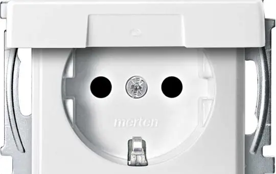 MERTEN MEG2414-0419 SCHUKO-Steckdose System M IP44, Klappdeckel, Schraubklemmen | polarweiß