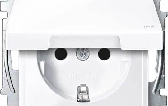 MERTEN MEG2314-0325 SCHUKO-Steckdose System M IP44, Klappdeckel | aktivweiß glänzend