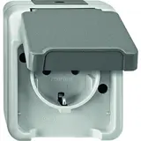 MERTEN MEG2400-8029 SCHUKO-Steckdose AQUASTAR 1-fach, Berührungsschutz, Schraubklemmen | lichtgrau