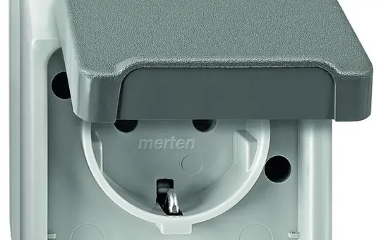 MERTEN MEG2400-8029 SCHUKO-Steckdose AQUASTAR 1-fach, Berührungsschutz, Schraubklemmen | lichtgrau