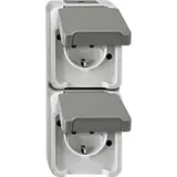 MERTEN MEG2329-8029 SCHUKO-Steckdose AQUASTAR 2-fach, senkrecht | lichtgrau