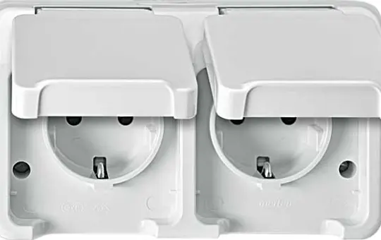 MERTEN MEG2320-8019 SCHUKO-Steckdose AQUASTAR 2-fach, waagerecht, Berührungsschutz | polarweiß