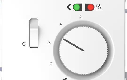 MERTEN MEG5764-6035 Raumtemperaturregler System Design Schließer, 230 V, FBH, Ausschalter, Kontrolllicht | lotosweiß