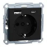 MERTEN MEG2367-0403 SCHUKO-Steckdose System M Ocean Plastic USB-A/C, 3 A | schwarz matt