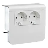 HAGER SL200559009016 Geräteträger für Sockelleistenkanal SCHUKO-Steckdose, 2-fach | verkehrsweiß | 20x55 mm