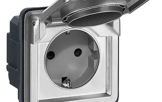 LEGRAND 077834 Soliroc SCHUKO-Steckdose Berührungsschutz, Klappdeckel | grau