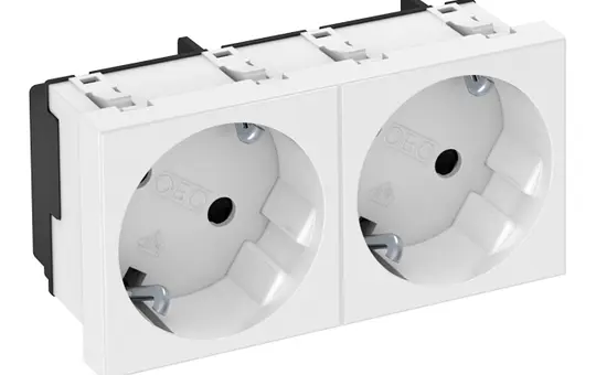 OBO BETTERMANN 6120103 Steckdose Modul 45 2-fach, 33° | reinweiß