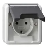 GIRA 4450 35 beschr. SCHUKO-Steckdose WG AP Klappdeckel | grau