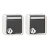 GIRA 456030 SCHUKO-Steckdose Aufputz IP44 1-fach, Schloss, gleiche Schließungen, 2 Stück | grau