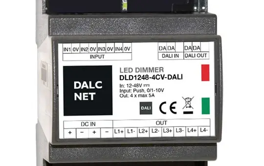 DALCNET DLD1248-4CV-DALI DALI-LED-Dimmaktor CV 4-fach, 5 A, REG