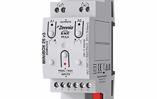 ZENNIO ZIOMN25V3 KNX-Universalaktor MINiBOX 16 A 2-fach, 5 Binäreingänge, secure