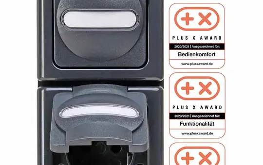 KOPP 130815000 Aufputz-Kombination BLUE ELECTRIC 1-fach, Wechselschalter | anthrazit