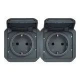LEGRAND 069879L Einsatz SCHUKO-Steckdose Plexo New 2-fach, horizontal | anthrazit