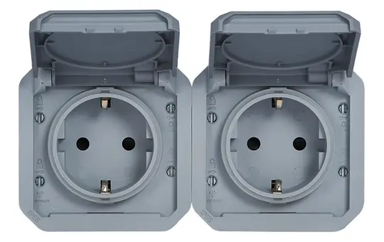 LEGRAND 069576L Einsatz SCHUKO-Steckdose Plexo New 2-fach, horizontal | grau