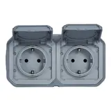 LEGRAND 069742L SCHUKO-Aufputzsteckdose Plexo New 2-fach, horizontal | grau