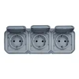 LEGRAND 069743L SCHUKO-Aufputzsteckdose Plexo New 3-fach, horizontal | grau