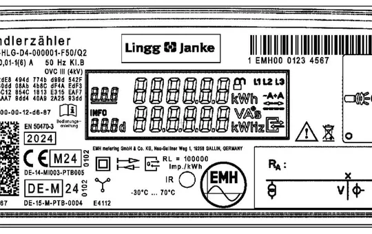 LINGG&JANKE 87739 Zweirichtungszähler EMH Wandler, EZ-EMH eBZF-F KNXBlue