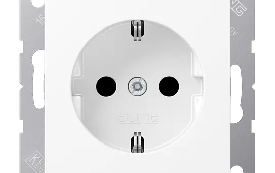 JUNG A1520BFKIWWM SCHUKO-Steckdose A/AS Berührungsschutz, Thermoplast | schneeweiß matt