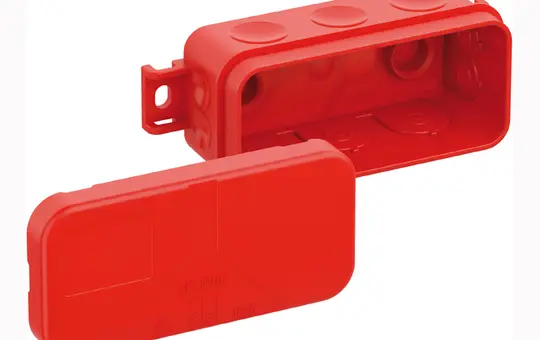 SPELSBERG 2K-Mini AB SB-L Abzweigdose zur Schnellmontage 89 x 43 x 38 mm, außenliegenden Befestigungsst. | rot
