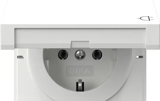 GIRA 445470 SCHUKO-Steckdose System Fläche Klappdeckel | reinweiß glänzend