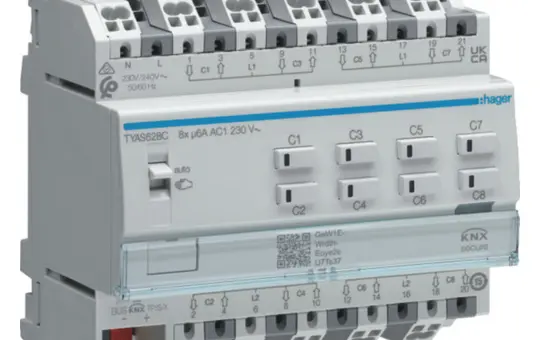 HAGER TYAS628C KNX Secure-Rollladen-/Jalousieaktor 8-fach, 230 V