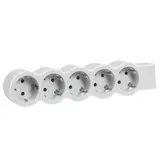 LEGRAND 694577 Steckdosenleiste ohne Kabel 5 Steckdosen, flach | ultraweiß/grau