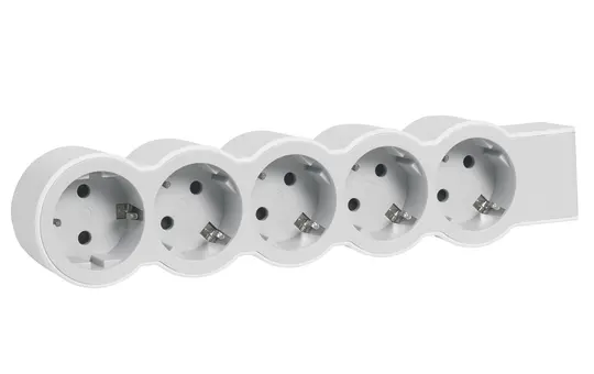 LEGRAND 694577 Steckdosenleiste ohne Kabel 5 Steckdosen, flach | ultraweiß/grau