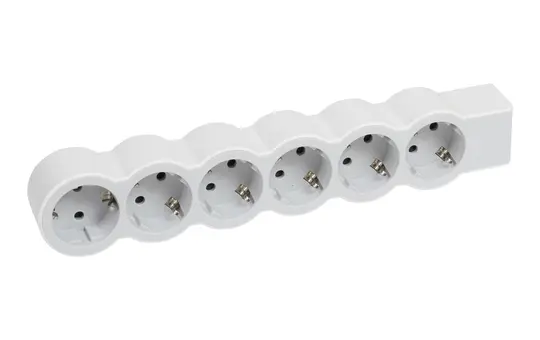 LEGRAND 694579 Steckdosenleiste ohne Kabel 6 Steckdosen, flach | ultraweiß/grau