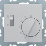 BERKER 20296084 UP-Temperaturregler Q.1/Q.3 Wechsler mit Schalter, 230 V | alu samt lackiert