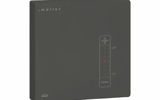MÜLLER GS 41.01 knxTS KNX-Luftgüteregler manueller Solltemperaturverstellung | tiefschwarz | 80x80 mm