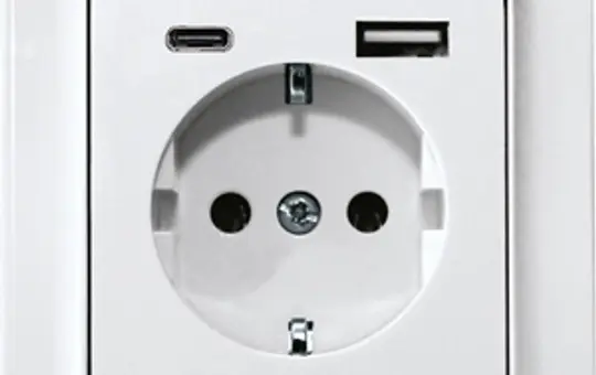 ELTAKO 30055902 Schutzkontakt-Steckdose im E-Design55 mit USB-A und USB-C | polarweiß matt
