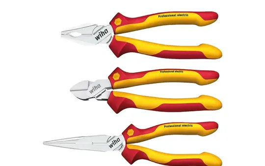 WIHA 26852 Zangen Set Professional electric 3-teilig, Kombi-, Flachrundzange, Seitenschneider