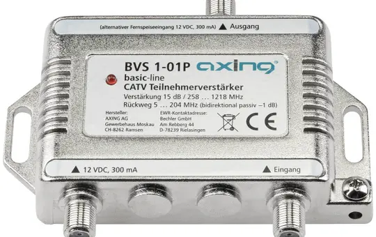 AXING BVS 1-01P CATV-Teilnehmerverstärker mit mini Netzteil 15 dB