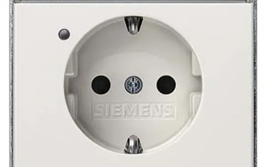SIEMENS 5UB1854-1 SCHUKO-Steckdose Delta style Berührungsschutz, Kontrolllicht, Schriftfeld | platinmetallic