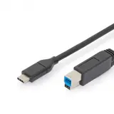 DIGITUS AK-300149-018-S USB-Silikon-Anschlusskabel USB-C / USB-B | schwarz | 1,8 m