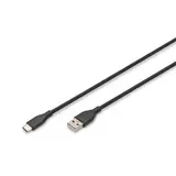 DIGITUS AK-300340-020-S USB-Silikon-Anschlusskabel USB-A / USB-C | schwarz | 2 m