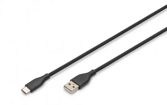 DIGITUS AK-300340-020-S USB-Silikon-Anschlusskabel USB-A / USB-C | schwarz | 2 m