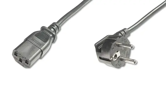 DIGITUS AK-440100-025-S Netzkabel 90° gewinkelt, 1 mm² | schwarz | 2,5 m