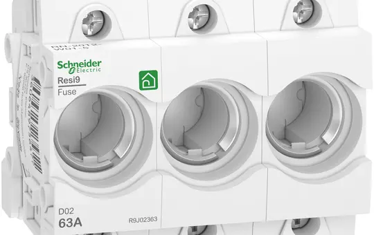 SCHNEIDER R9J02363 Sicherungssockel Neozed D02 3-polig, 63 A, DIN-Schiene