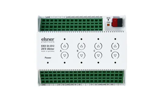 ELSNER 70533 KNX-Jalousieaktor S4 24V 4-fach, 12 Eingänge