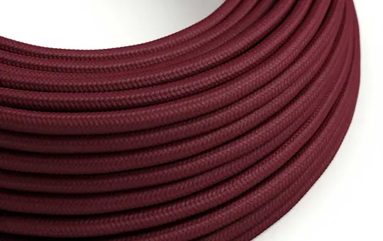 Creative Cables XZ2RM19 Leuchten-Textilkabel rund glänzend | bordeaux-rot | 2x0,75 mm²