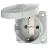 MENNEKES 11030 SCHUKO-Anbausteckdose 16 A, 2-polig+PE, 230 V, Klappdeckel,Schraubklemme | lichtgrau