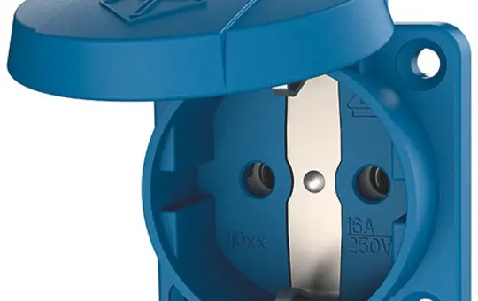 MENNEKES 11031 SCHUKO-Anbausteckdose 16 A, 2-polig+PE, 230 V, Klappdeckel,Schraubklemme | blau