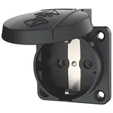 MENNEKES 11032 SCHUKO-Anbausteckdose 16 A, 2-polig+PE, 230 V, Klappdeckel,Schraubklemme | schwarz