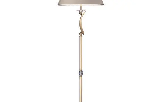 BRUMBERG 00830593 Stehleuchte STELLA E14 rund, mit Schirm Moiré Jaquard (beige) | gold glänzend