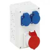 SPELSBERG STG 012 Steckdosengehäuse IP44 2x SCHUKO-Steckdose, 1x CEE-Steckdose | grau