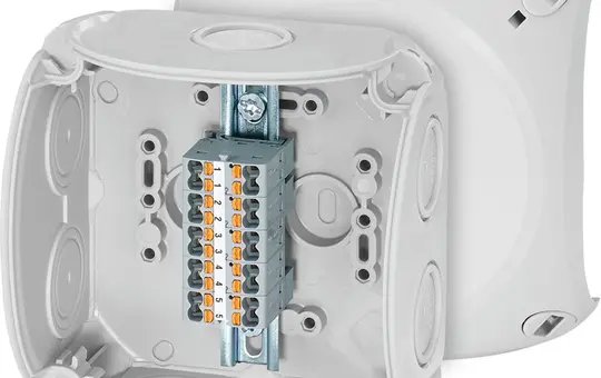 HENSEL DK 0402 P Kabelabzweigkasten mit Klemmen Serie DK 104x104x70 mm | lichtgrau | 2,5 mm²
